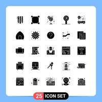 Group of 25 Modern Solid Glyphs Set for device travel drink sign parking Editable Vector Design Elements