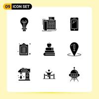 Universal Icon Symbols Group of 9 Modern Solid Glyphs of apple clipboard communication checklist huawei Editable Vector Design Elements