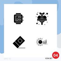 Pictogram Set of 4 Simple Solid Glyphs of medical stationary heart add analytics Editable Vector Design Elements