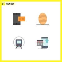 User Interface Pack of 4 Basic Flat Icons of mobile tramway profile food shopping Editable Vector Design Elements