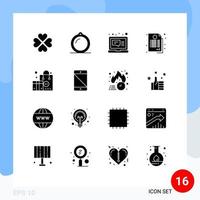 Stock Vector Icon Pack of 16 Line Signs and Symbols for advertising guarantee window contract message Editable Vector Design Elements