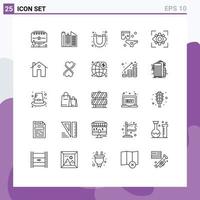 Modern Set of 25 Lines Pictograph of view focus streamline eyesight night Editable Vector Design Elements