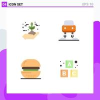 Universal Icon Symbols Group of 4 Modern Flat Icons of protection cooking green flying food Editable Vector Design Elements