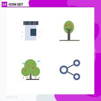 Set of 4 Vector Flat Icons on Grid for medical tree nature beach link Editable Vector Design Elements