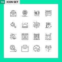 Set of 16 Modern UI Icons Symbols Signs for brush school audio education speaker Editable Vector Design Elements