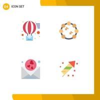 4 Thematic Vector Flat Icons and Editable Symbols of email mail send virtuoso fire work Editable Vector Design Elements