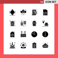 16 Thematic Vector Solid Glyphs and Editable Symbols of editorial sim card day sim drawing Editable Vector Design Elements