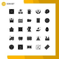 User Interface Pack of 25 Basic Solid Glyphs of analysis nature been give farming Editable Vector Design Elements