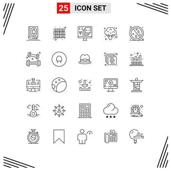 Editable Vector Line Pack of 25 Simple Lines of vegetables broccoli files programming develop Editable Vector Design Elements