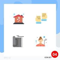 Pack of 4 Modern Flat Icons Signs and Symbols for Web Print Media such as home rug glove sport namaz Editable Vector Design Elements