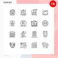 paquete de iconos de vector de stock de 16 signos y símbolos de línea para elementos de diseño de vector editables de línea de alimentos de análisis de línea de negocio