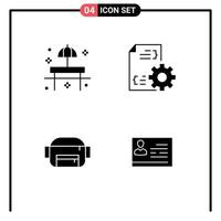 User Interface Pack of 4 Basic Solid Glyphs of beach bag sunshade development license to work Editable Vector Design Elements