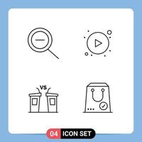 Line Pack of 4 Universal Symbols of out speaker play democracy commerce Editable Vector Design Elements