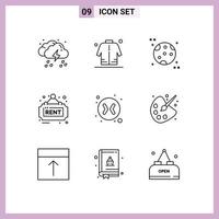 Pictogram Set of 9 Simple Outlines of arrows rent shopping real space Editable Vector Design Elements