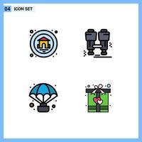 4 Creative Icons Modern Signs and Symbols of home balloon camp find box Editable Vector Design Elements