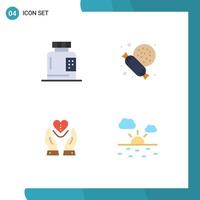 Modern Set of 4 Flat Icons Pictograph of bottle compassion form sweet heart Editable Vector Design Elements