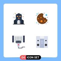 conjunto de 4 iconos de interfaz de usuario modernos signos de símbolos para elementos de diseño vectorial editables de caja de boom de código de barras de mordedura de escaneo de halloween vector