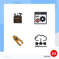 Universal Icon Symbols Group of 4 Modern Filledline Flat Colors of tool pincers tools develop tongs Editable Vector Design Elements