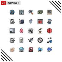 25 Thematic Vector Filled line Flat Colors and Editable Symbols of photo image search picture money Editable Vector Design Elements