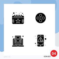 Pack of creative Solid Glyphs of calendar learning date movie video Editable Vector Design Elements