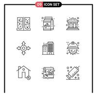 Outline Pack of 9 Universal Symbols of engineer real school office building Editable Vector Design Elements