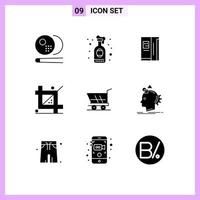 Stock Vector Icon Pack of 9 Line Signs and Symbols for cart development fridge design coding Editable Vector Design Elements