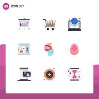 9 Thematic Vector Flat Colors and Editable Symbols of safety maker globe machine marketing Editable Vector Design Elements