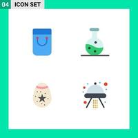 4 Flat Icon concept for Websites Mobile and Apps bag egg boiling flask bird ship Editable Vector Design Elements