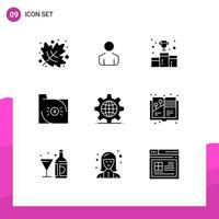 User Interface Pack of 9 Basic Solid Glyphs of internet economy first position document banking Editable Vector Design Elements