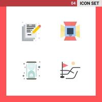 Pack of 4 creative Flat Icons of poetry chemical write lighting laboratory Editable Vector Design Elements