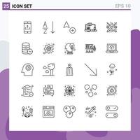 25 Universal Line Signs Symbols of fun chat add computer course Editable Vector Design Elements