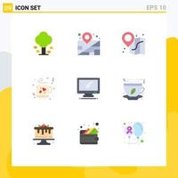 Set of 9 Modern UI Icons Symbols Signs for imac monitor beach computer love Editable Vector Design Elements