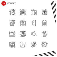 Set of 16 Commercial Outlines pack for alcohol investment movie increase location Editable Vector Design Elements