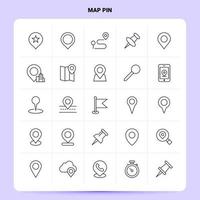 OutLine 25 Map Pin Icon set Vector Line Style Design Black Icons Set Linear pictogram pack Web and Mobile Business ideas design Vector Illustration