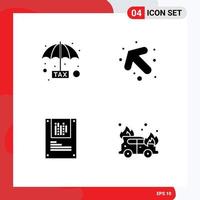 Mobile Interface Solid Glyph Set of 4 Pictograms of evasion data protection left car Editable Vector Design Elements