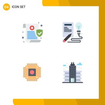 paquete de iconos planos de 4 símbolos universales de seguridad de hardware médico elementos de diseño vectorial editables por computadora creativa vector
