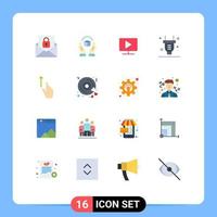 Set of 16 Modern UI Icons Symbols Signs for up switch responsibility power play Editable Pack of Creative Vector Design Elements