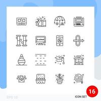 16 Thematic Vector Outlines and Editable Symbols of bamboo drawing surprise development blueprint Editable Vector Design Elements