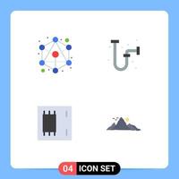 4 Universal Flat Icons Set for Web and Mobile Applications connection electronics construction pipe products Editable Vector Design Elements