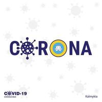 Kalmykia Coronavirus Typography COVID19 country banner Stay home Stay Healthy Take care of your own health vector