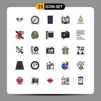 Modern Set of 25 Filled line Flat Colors and symbols such as copyright back extension camera smart phone Editable Vector Design Elements