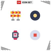 Pack of 4 creative Flat Icons of barricade circle brightness love 5 Editable Vector Design Elements