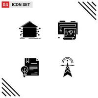 4 User Interface Solid Glyph Pack of modern Signs and Symbols of automation business smart process digital Editable Vector Design Elements