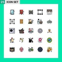 Modern Set of 25 Filled line Flat Colors and symbols such as historic bridge billiard rectangle path Editable Vector Design Elements