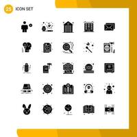 25 Thematic Vector Solid Glyphs and Editable Symbols of house construction powder building real Editable Vector Design Elements