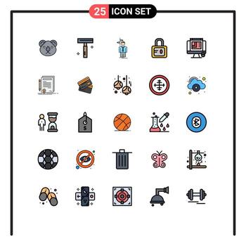 25 iconos creativos signos y símbolos modernos de la decisión de bloqueo del salón de la escuela de diseño css elementos de diseño vectorial editables vector