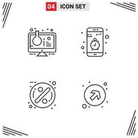 Set of 4 Modern UI Icons Symbols Signs for flask stop sample tube contact badge Editable Vector Design Elements