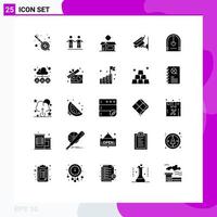 Universal Icon Symbols Group of 25 Modern Solid Glyphs of celebration surveillance open product security camera Editable Vector Design Elements