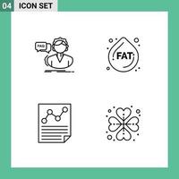 Group of 4 Modern Filledline Flat Colors Set for faq document consultation droop page Editable Vector Design Elements