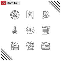 Universal Icon Symbols Group of 9 Modern Outlines of target reaction transfer flask shopping Editable Vector Design Elements